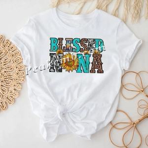 Diseño de camiseta personalizada Blessed Nana con impresión de transferencia de calor Vinilo de transferencia DTF para camiseta - Product Image 5