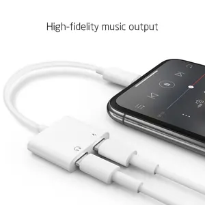 1 में 2 ऑडियो एडाप्टर के लिए iPhone 11 12 प्रो मैक्स xXS औक्स जैक हेडसेट प्रकाश 3.5mm करने के लिए हेड फोन्स फाड़नेवाला चार्ज ईरफ़ोन केबल