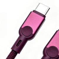 Kabel Data Anyaman Pengisian Cepat PD 60W/100W 5A Pengisian Super Cepat Kompatibel dengan Semua Perangkat Seluler Merah Ceri