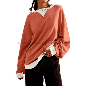 <b>Explosive</b> Loose Casual <b>Color</b> Clash Sweatshirt Women's T-Shirt Fashion - Product Image 3