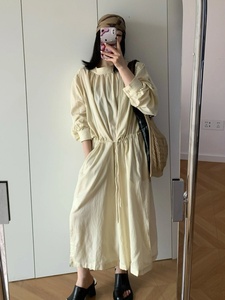 Vestido Holgado de Manga Larga con Hombros Descubiertos, Estilo LEM, Minimalista y Relajado, con Cordón Ajustable, Nueva Colección Primavera 2026 - Product Image 1