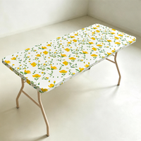 Nappe en PEVA à imprimé floral jaune, bord élastique, ajustée, extensible, imperméable, jetable, pour Pâques, baby shower