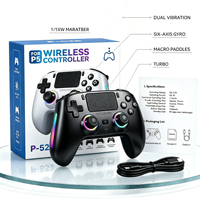 Manette de jeu sans fil PS5/PC avec lumières RGB colorées, gyroscope 6 axes, moteur de vibration, Turbo, Macro programmable, déclencheur Hall