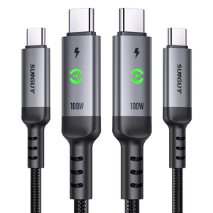 SUNGUY New Arrival 100w USB C <b>Cable</b> Type C Power <b>Cable</b> Fast <b>Charging</b> Data <b>Cable</b> with Indicator for Phone Latop and Car Use - Product Image 1