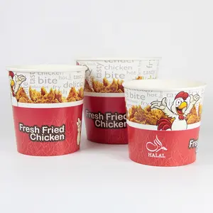 Fried Chicken Buckets 32oz 64oz 85oz 130oz 180oz Disposable Fried Chicken Container Paper Bucket For Fried Chicken Legs And Wings Food Grade Paper