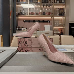 Escarpins Jimmy de haute qualité pour femmes, talons fins en forme de goutte d'eau, et bouche peu profonde entièrement enveloppante - Product Image 5