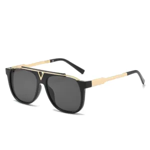 gafas hombres estética Suppliers-Gafas de sol Retro con logotipo personalizado para hombre, lentes de sol masculinas con protección de Metal, de estilo Retro, 2020