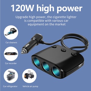 Adaptateur allume-cigare 3 voies 120W avec émetteur FM et port USB, sortie haute puissance 12-24V pour véhicule - Product Image 5