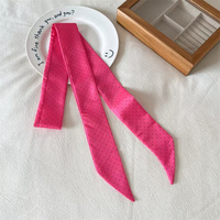 Écharpe longue et fine à pois style coréen pour femme, foulard de cou, ruban pour cheveux, ruban fin et étroit en satin pour fille