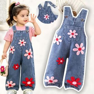 Ropa Infantil para <span class=keywords><strong>Niñas</strong></span>, Overoles de Mezclilla para <span class=keywords><strong>Niñas</strong></span>, Cuatro Estaciones, Bordado de Flores, <span class=keywords><strong>Pantalones</strong></span> <span class=keywords><strong>Anchos</strong></span> para Niños, Gran Venta - Product Image 5