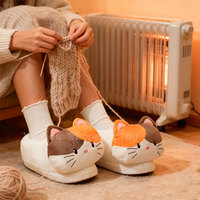 Chaussons amusants pour femmes en forme de chat, en fourrure, chauds pour l'intérieur, avec mousse à mémoire de forme douce, pantoufles en peluche personnalisées