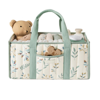 Panier de rangement portable en velours côtelé bleu pour nouveau-né, sac de transport pour couches et articles de puériculture, organisateur de couches et de langes