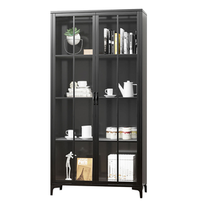 Armoire <span class=keywords><strong>de</strong></span> présentation en acier avec 2 portes vitrées, casier <span class=keywords><strong>de</strong></span> <span class=keywords><strong>balcon</strong></span>, armoire <span class=keywords><strong>de</strong></span> <span class=keywords><strong>rangement</strong></span> en métal pour livres, bibliothèque <span class=keywords><strong>de</strong></span> salon avec pieds - Product Image 3