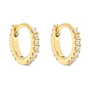 Gemnel Solid 925 silver 18k gold jewelry wholesale 2 gram gold beautiful designed huggie earrings