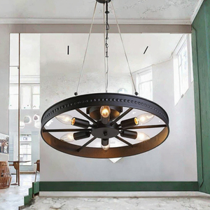 <b>Retro</b> Black Iron <b>Ceiling</b> <b>Light</b> Round E26 LED 2700K Warm White 6000LM Large Size TL708 Model Guangdong Origin for Living Room - Product Image 2