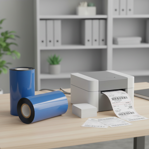 ริบบิ้นเรซิ่นสำหรับเครื่องพิมพ์บาร์โค้ด ขนาด 110 มม. x 300 ม. สีดำ แกนกลางขนาด 1 นิ้ว สำหรับพิมพ์ฉลากขนส่ง - Product Image 1