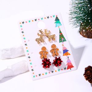 डायमंड क्रिसमस एल्क अदरक स्नोमैन स्टेनलेस स्टील की बालियां असममित एक्स्मास उपहार गहने कान स्टड महिलाओं के लिए - Product Image 1