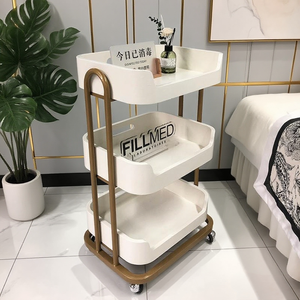 Chariot de Salon de Beauté Pliable de Luxe au Design Moderne, Multifonctionnel, en Métal, avec 4 Roues Robustes, pour Usage Domestique, Bureau et Chambre - Product Image 3