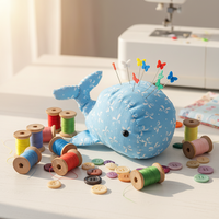 Coussin à épingles en forme de baleine mignon avec épingles à tête de papillon pour la couture et l'artisanat
