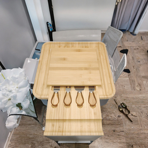 Juego de Tablas de Cortar de Bambú Ecológicas Personalizadas al por Mayor, Bloques de Cortar de Madera con Cubiertos para Regalos de Inauguración de Casa. - Product Image 3