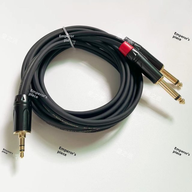 Dual Channel 3.5 to 6.5mm Audio Cable Splitter Adapter PVC Jacket Large Two-Core Connection for Video Speaker Applications