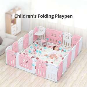 Parc d'activités modulaire pour bébé 12+2 panneaux, renforcé, pliable, aire de jeu intérieure carrée pour enfants 1,51x1,51m - Product Image 2