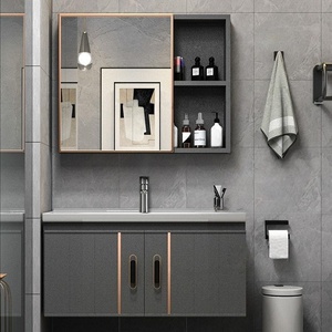 High end bathroom <b>vanity</b> set wall mounted slate washbasin cabinet Phnom Penh suitable for modern home hotel - Product Image 6