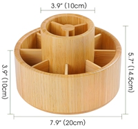 Vente directe d'usine, organiseur de bureau rotatif à 360 degrés en bambou écologique à double niveau pour stylos, crayons de couleur, crayons de cire, maison, bureau