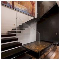 Escalier flottant Prima avec poutre de soutènement dissimulée, garde-corps en verre, design minimaliste pour appartement, escaliers flottants