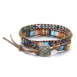 Exquisit <strong>Boho</strong> Handmade Natural Stones Amethyst Charm Leather Wrap Lawyered Women <strong>Bracelet</strong> - Product Image 2