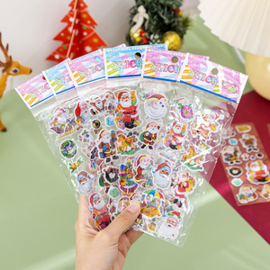 Pegatinas de dibujos animados en 3D de Papá Noel, tema navideño, plástico duradero, reutilizable para la educación y recompensas de los niños - Product Image 3