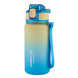 Botol air olahraga Fitness luar ruangan, botol air anti bocor dengan sedotan 1,1l untuk siswa