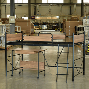 Letto <span class=keywords><strong>a</strong></span> Soppalco Doppio in Metallo Nero con Ringhiera e Scala, Robusto e Salvaspazio, Non Richiede Box Spring - Product Image 5