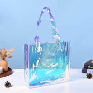 Custom <b>Transparent</b> PVC Tote <b>Bag</b> Large Capacity Waterproof Shopping <b>Bag</b> For Beach Wedding And Retail - Product Image 1