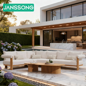 Conjunto de Sofás de Jardín para Hotel, Sofás Modernos para el Borde de la Piscina, Sofás de Exterior para Resort y Villa, Muebles de Patio de Madera, Muebles de Exterior de Teca para Parque - Product Image 1