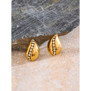 X& Y 4416 mới đến vàng giọt nước Zircon Tai Studs tinh tế PVD thép không gỉ Stud Bông tai phong cách hợp thời trang của phụ nữ - Product Image 2