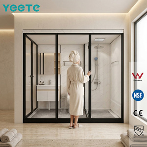Mampara de Ducha Deslizante Neo-Angular YEETE en Dorado Cepillado, Vidrio Templado de 8mm, Suministro al por Mayor, Catálogo para Minoristas de Baños de Lujo - Product Image 1