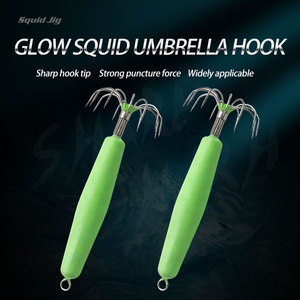 Hameçons de calmar lumineux en acier inoxydable leurres de pêche hameçon de gabarits de calmar 12 broches type parapluie hameçon de poulpe - Product Image 2