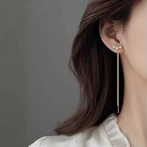 Pendientes de borla de perlas de dos piezas para mujer. Estilo mayorista. Las borlas largas hacen que la cara sea más delgada Pendientes N205220 - Product Image 5