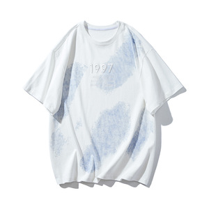 เสื้อยืดผ้าฝ้ายปักลายสไตล์วินเทจขนาดใหญ่สำหรับผู้ชายและผู้หญิงโลโก้ได้ตามต้องการ - Product Image 2