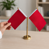 Support de drapeau de bureau carré de luxe en laiton poli, design pliable portable, ensemble de drapeaux de pays imprimés en typographie, décoration pour bureau et maison