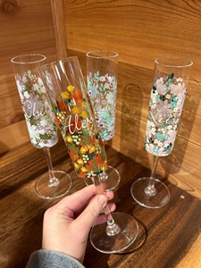 Coffret cadeau d'entreprise Flûte <span class=keywords><strong>à</strong></span> champagne personnalisée peinte <span class=keywords><strong>à</strong></span> la main avec motif floral, cadeau de mariage personnalisé pour les demoiselles d'honneur - Product Image 6