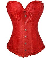 Corset bustier rouge pour femme, style victorien, sexy, blanc, noir, vert, vintage, fleuri, surbuste, lingerie grande taille, corselet