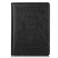 Porte-passeport en cuir PU avec Logo personnalisé, portefeuille de couverture, blocage RFID, étui à cartes en Faux cuir, organisateur de documents de voyage