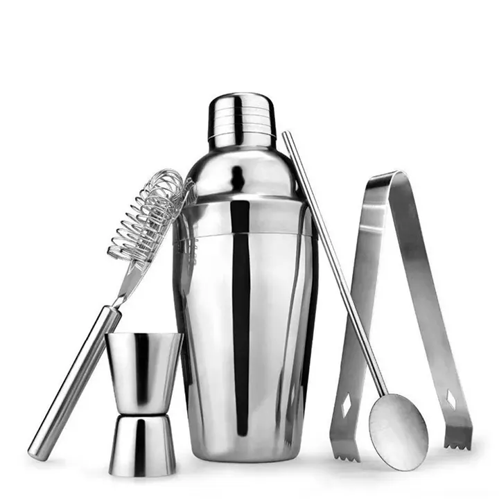 Dropshipping Cocktail Shaker Set Stainless Steel Shaker Tools Stirring Spoon Jigger Mixer Bottle Tong for Home Party