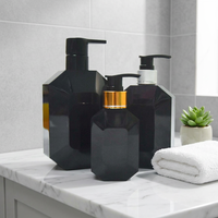 Bouteille de shampooing carrée en PET au design unique, 120 ml, 250 ml, 400 ml, avec pompe à lotion, soin des cheveux, bouteille noire, bouteilles en plastique vides