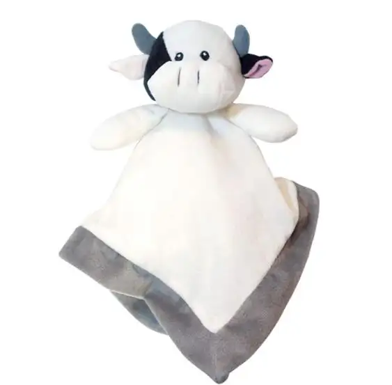 عينة مجانية التميمة البقرة الطفل بطانية أمان للأطفال لعبة Doudou مخصص جعل المعزي لينة أفخم البقرة الحيوان دودو الطفل لعبة