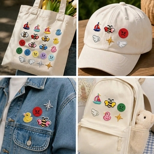 Patchs en chenille brodés personnalisés, motifs voilier, canard souriant, abeille, à thermocoller sur les chapeaux et les sacs - Product Image 3