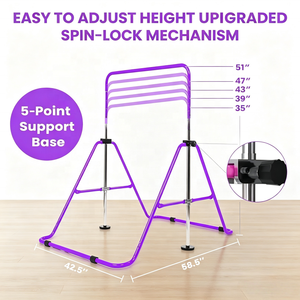 Équipement de gymnastique pliable, réglable et facile à assembler pour enfants, adapté à l'entraînement en intérieur et en extérieur, barre de gymnastique - Product Image 2