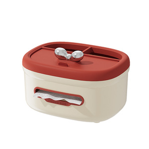 Desktop Tissue <b>Box</b> Reddish Brown PP <b>Material</b> With Phone Stand And <b>Storage</b> Compartment For Living Room - Product Image 4